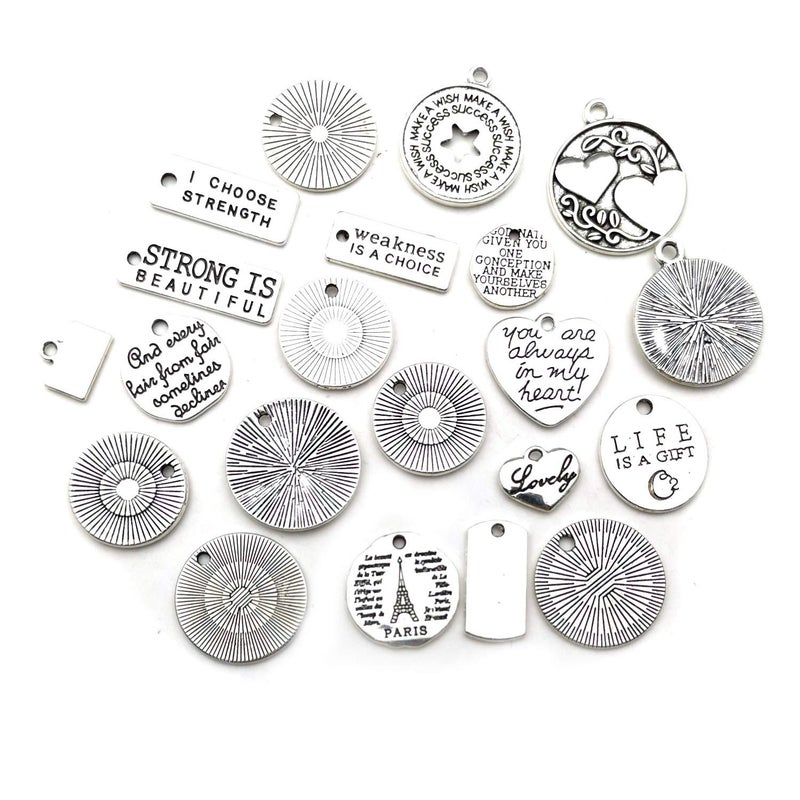 WOCRAFT 40pcs Inspiration Words Charms Craft Supplies Beads Charms Pendants for Jewelry Making Crafting Findings Accessory for DIY Necklace Bracelet (M331) - Image 5